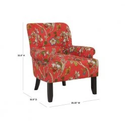 Craig Crimson Multi Floral with Birds Rolled Arm Chairs (Set of 2) by Handy Living -Jennifer Taylor Home Store crimson multi floral with birds handy living accent chairs 340c2 flw47 269 40 1000