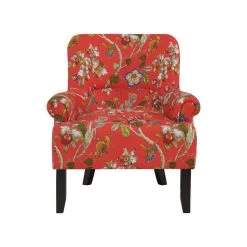 Craig Crimson Multi Floral with Birds Rolled Arm Chairs (Set of 2) by Handy Living -Jennifer Taylor Home Store crimson multi floral with birds handy living accent chairs 340c2 flw47 269 4f 1000