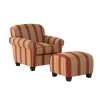 Winnetka Arm Chair and Ottoman in Crimson Red Stripe by Handy Living