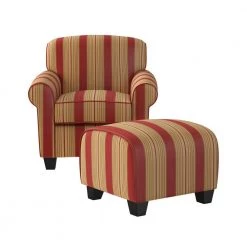 Winnetka Arm Chair and Ottoman in Crimson Red Stripe by Handy Living -Jennifer Taylor Home Store crimson red stripe handy living accent chairs wtk1 cu eba47 c3 1000
