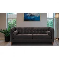 Jack 84 in. Dark Charcoal Grey Velvet 3-Seater Tuxedo Sofa with Removable Cushions by Jennifer Taylor -Jennifer Taylor Home Store dark charcoal grey velvet jennifer taylor sofas couches 8403 3 860 31 1000