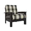 Omaha Mission Style Dark Espresso Arm Chair with Exposed Wood Frame in Brown and Black Plaid by Handy Living
