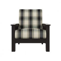 Omaha Mission Style Dark Espresso Arm Chair with Exposed Wood Frame in Brown and Black Plaid by Handy Living -Jennifer Taylor Home Store dark espresso frame with brown black plaid fabric handy living accent chairs 340c ypd19 175b c3 1000