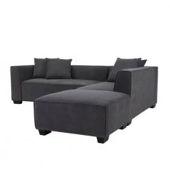 Phoenix 3-Piece Dark Gray Polyester 4-Seater L-Shaped Right-Facing Sectional Sofa with Ottoman by Handy Living 18 Phoenix 3-Piece Dark Gray Polyester 4-Seater L-Shaped Right-Facing Sectional Sofa with Ottoman by Handy Living -Jennifer Taylor Home Store dark gray handy living sectional sofas phx sec cnf17 1d 1000