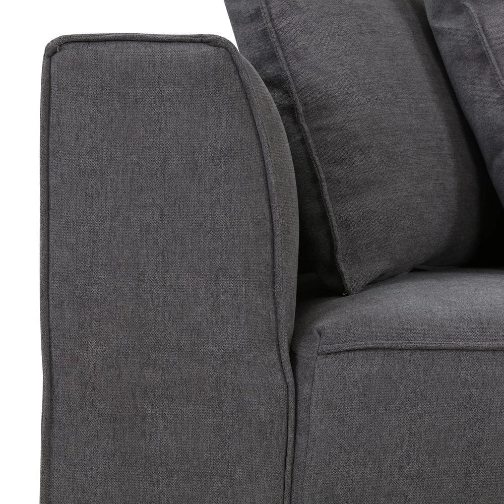 Phoenix 3-Piece Dark Gray Polyester 4-Seater L-Shaped Right-Facing Sectional Sofa with Ottoman by Handy Living 10 Phoenix 3-Piece Dark Gray Polyester 4-Seater L-Shaped Right-Facing Sectional Sofa with Ottoman by Handy Living - Image 10