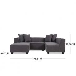Phoenix 3-Piece Dark Gray Polyester 4-Seater L-Shaped Right-Facing Sectional Sofa with Ottoman by Handy Living 16 Phoenix 3-Piece Dark Gray Polyester 4-Seater L-Shaped Right-Facing Sectional Sofa with Ottoman by Handy Living -Jennifer Taylor Home Store dark gray handy living sectional sofas phx sec cnf17 40 1000