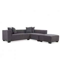 Phoenix 3-Piece Dark Gray Polyester 4-Seater L-Shaped Right-Facing Sectional Sofa with Ottoman by Handy Living