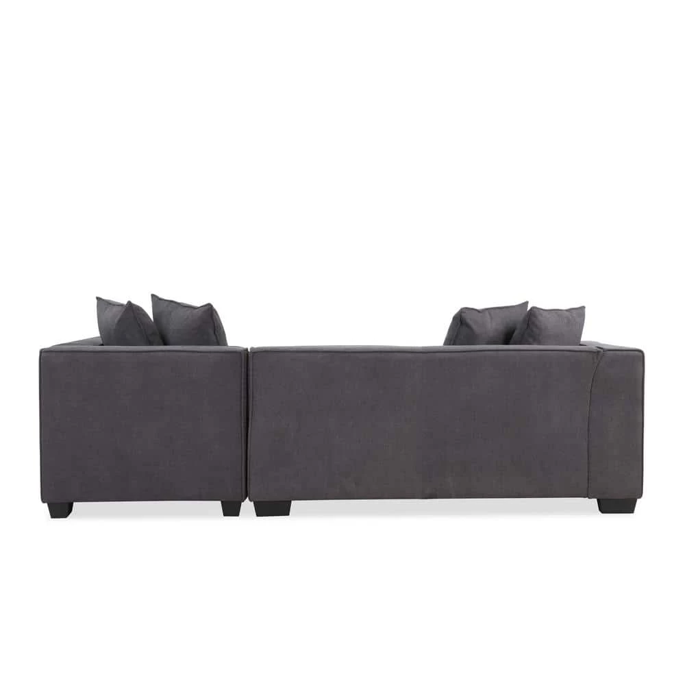 Phoenix 3-Piece Dark Gray Polyester 4-Seater L-Shaped Right-Facing Sectional Sofa with Ottoman by Handy Living 6 Phoenix 3-Piece Dark Gray Polyester 4-Seater L-Shaped Right-Facing Sectional Sofa with Ottoman by Handy Living - Image 6
