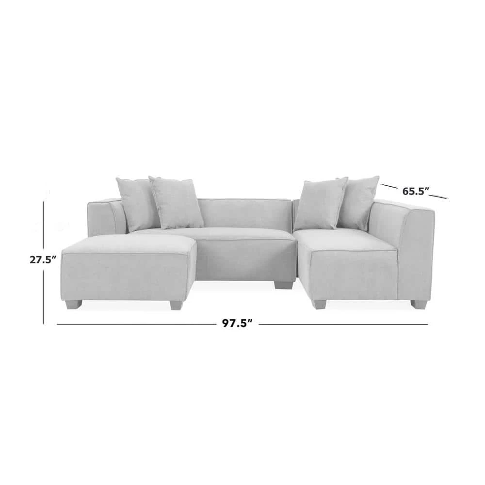 Phoenix 3-Piece Dark Gray Polyester 4-Seater L-Shaped Right-Facing Sectional Sofa with Ottoman by Handy Living 13 Phoenix 3-Piece Dark Gray Polyester 4-Seater L-Shaped Right-Facing Sectional Sofa with Ottoman by Handy Living - Image 13