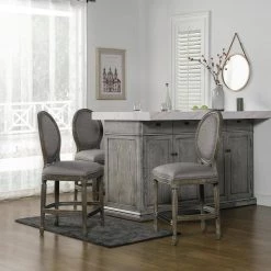 Bella 26 in. Upholstered Round Back Counter Height Bar Stool, Dark Heathered Grey Linen by Jennifer Taylor 25 Bella 26 in. Upholstered Round Back Counter Height Bar Stool, Dark Heathered Grey Linen by Jennifer Taylor -Jennifer Taylor Home Store dark heathered grey linen jennifer taylor bar stools 81080 mlh 31 1000