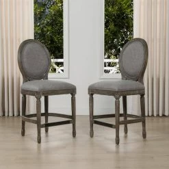 Bella 26 in. Upholstered Round Back Counter Height Bar Stool, Dark Heathered Grey Linen by Jennifer Taylor 15 Bella 26 in. Upholstered Round Back Counter Height Bar Stool, Dark Heathered Grey Linen by Jennifer Taylor -Jennifer Taylor Home Store dark heathered grey linen jennifer taylor bar stools 81080 mlh 40 1000