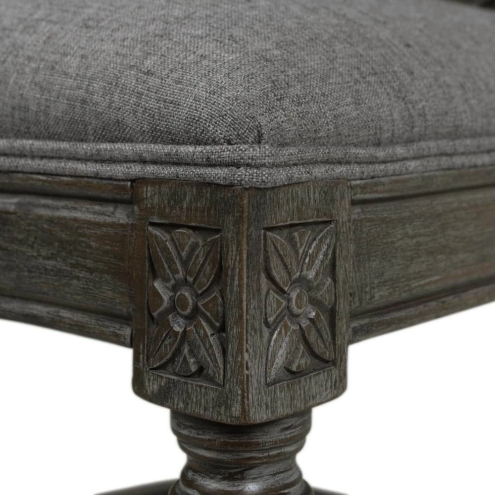 Bella 26 in. Upholstered Round Back Counter Height Bar Stool, Dark Heathered Grey Linen by Jennifer Taylor 11 Bella 26 in. Upholstered Round Back Counter Height Bar Stool, Dark Heathered Grey Linen by Jennifer Taylor - Image 11