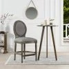 Bella 26 in. Upholstered Round Back Counter Height Bar Stool, Dark Heathered Grey Linen by Jennifer Taylor