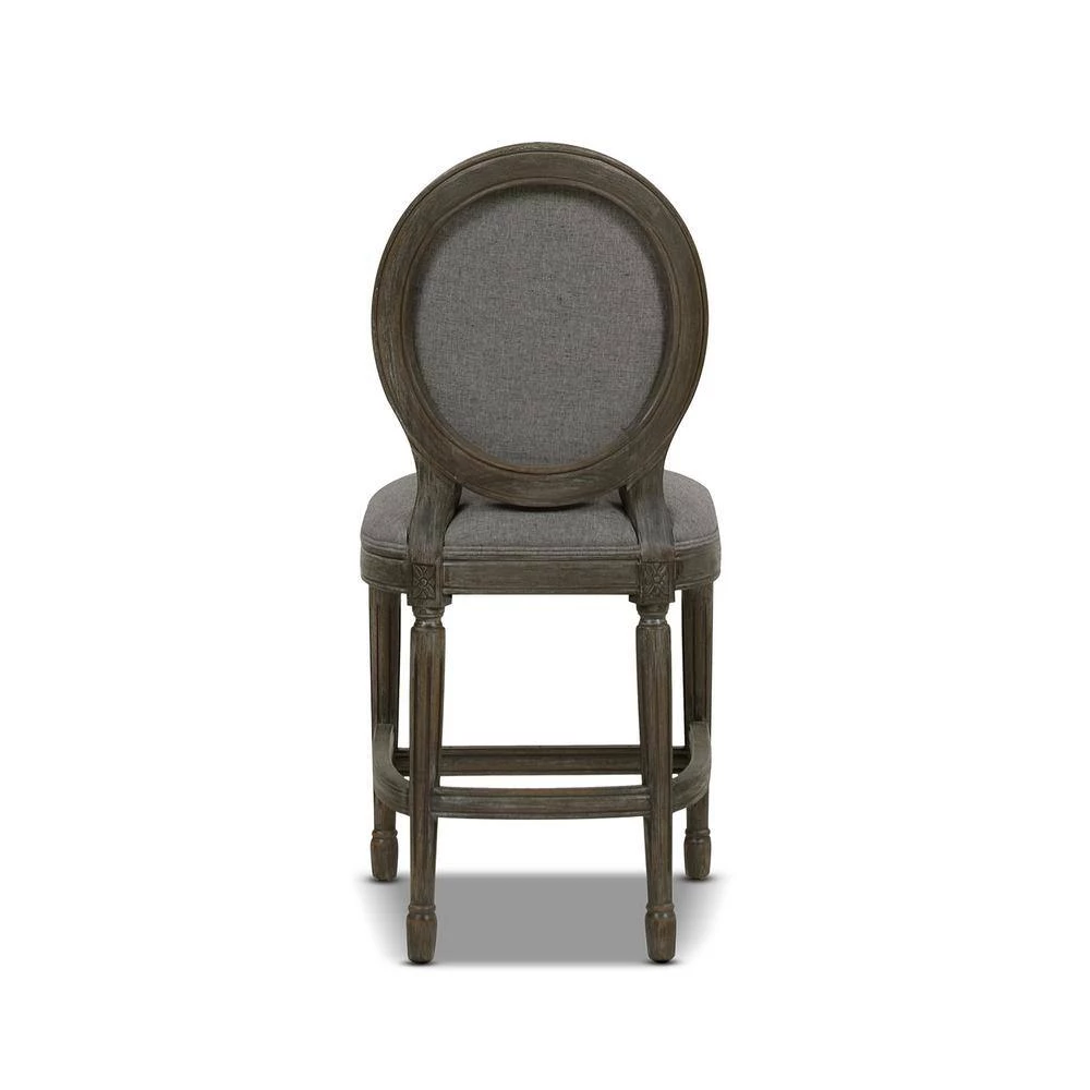 Bella 26 in. Upholstered Round Back Counter Height Bar Stool, Dark Heathered Grey Linen by Jennifer Taylor 8 Bella 26 in. Upholstered Round Back Counter Height Bar Stool, Dark Heathered Grey Linen by Jennifer Taylor - Image 8