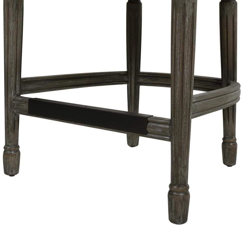 Bella 26 in. Upholstered Round Back Counter Height Bar Stool, Dark Heathered Grey Linen by Jennifer Taylor 12 Bella 26 in. Upholstered Round Back Counter Height Bar Stool, Dark Heathered Grey Linen by Jennifer Taylor - Image 12