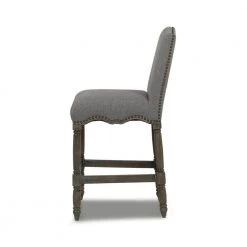 Odette 26 in. Dark Heathered Grey Linen Farmhouse Upholstered Counter Height Bar Stool by Jennifer Taylor -Jennifer Taylor Home Store dark heathered grey linen jennifer taylor bar stools 81090 mlh 66 1000