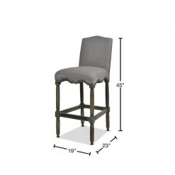 Odette 30 in Dark Heathered Grey High Back Wood Frame Cushioned Bar Stool with Upholstered Seat by Jennifer Taylor -Jennifer Taylor Home Store dark heathered grey linen jennifer taylor bar stools 81091 mlh 40 1000