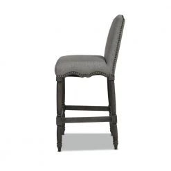 Odette 30 in Dark Heathered Grey High Back Wood Frame Cushioned Bar Stool with Upholstered Seat by Jennifer Taylor -Jennifer Taylor Home Store dark heathered grey linen jennifer taylor bar stools 81091 mlh a0 1000