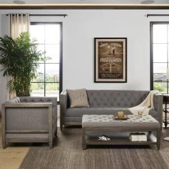 Sylvan 81 in. Dark Heathered Grey Linen 3-Seater Tuxedo Sofa with Nailheads by Jennifer Taylor -Jennifer Taylor Home Store dark heathered grey linen jennifer taylor sofas couches 64010 3 mlh 31 1000