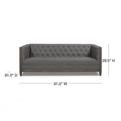 Sylvan 81 in. Dark Heathered Grey Linen 3-Seater Tuxedo Sofa with Nailheads by Jennifer Taylor -Jennifer Taylor Home Store dark heathered grey linen jennifer taylor sofas couches 64010 3 mlh 40 1000