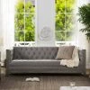 Sylvan 81 in. Dark Heathered Grey Linen 3-Seater Tuxedo Sofa with Nailheads by Jennifer Taylor