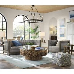 Sylvan 81 in. Dark Heathered Grey Linen 3-Seater Tuxedo Sofa with Nailheads by Jennifer Taylor -Jennifer Taylor Home Store dark heathered grey linen jennifer taylor sofas couches 64010 3 mlh a0 1000