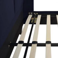 Adonis 65" W Tall Wingback Queen Platform Bed Frame, Dark Navy Blue Velvet by Jennifer Taylor -Jennifer Taylor Home Store dark navy blue jennifer taylor platform beds 52270 3 872 1 4f 1000