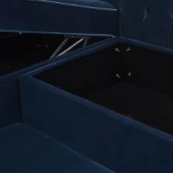 Jack 100 in. W Square Arm 2-Piece Velvet L-Shape Sectional Sofa in Dark Navy Blue with Reversible Chaise by Jennifer Taylor -Jennifer Taylor Home Store dark navy blue performance velvet jennifer taylor sectional sofas 66160 872 1d 1000