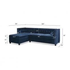 Jack 100 in. W Square Arm 2-Piece Velvet L-Shape Sectional Sofa in Dark Navy Blue with Reversible Chaise by Jennifer Taylor -Jennifer Taylor Home Store dark navy blue performance velvet jennifer taylor sectional sofas 66160 872 c3 1000