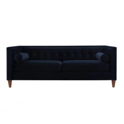 Jack 84 in. W Dark Navy Blue Velvet Modern Tuxedo Tufted Sofa by Jennifer Taylor
