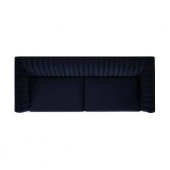 Riviera 84 in. Dark Navy Blue Velvet 3-Seat Channel Tufted Modern Tuxedo Sofa by Jennifer Taylor -Jennifer Taylor Home Store dark navy blue velvet jennifer taylor sofas couches s64090 3 872 44 1000