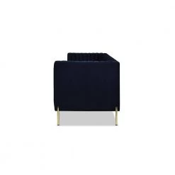 Riviera 84 in. Dark Navy Blue Velvet 3-Seat Channel Tufted Modern Tuxedo Sofa by Jennifer Taylor -Jennifer Taylor Home Store dark navy blue velvet jennifer taylor sofas couches s64090 3 872 4f 1000