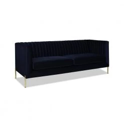 Riviera 84 in. Dark Navy Blue Velvet 3-Seat Channel Tufted Modern Tuxedo Sofa by Jennifer Taylor -Jennifer Taylor Home Store dark navy blue velvet jennifer taylor sofas couches s64090 3 872 c3 1000