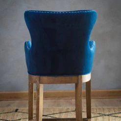 Blake 40.75 in. Deep Blue Tight Back Oak Wood 28 in. Barstool with Velvet Seat by Jennifer Taylor -Jennifer Taylor Home Store deep blue velvet jennifer taylor bar stools 81140 mve 4f 1000