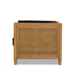 Georgia 34 in. Deep Brown Performance Velvet Cane Rattan Tuxedo Armchair by Jennifer Taylor -Jennifer Taylor Home Store deep brown performance velvet jennifer taylor accent chairs 64011 1 v035 a0 1000