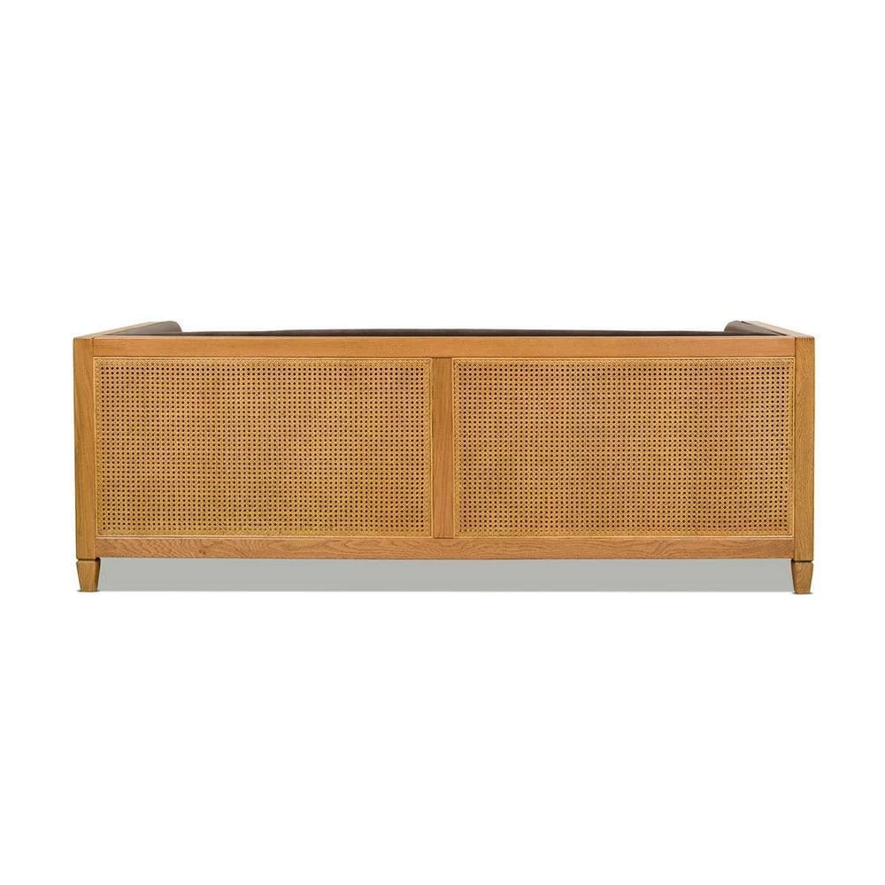 Georgia 81 in. W 3 Seat Square Arm Performance Velvet Tuxedo Rectangular Rattan Cane Sofa in Deep Brown by Jennifer Taylor 6 Georgia 81 in. W 3 Seat Square Arm Performance Velvet Tuxedo Rectangular Rattan Cane Sofa in Deep Brown by Jennifer Taylor - Image 6