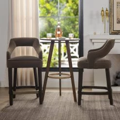 Moderne 26 Counter Height Bar Stool (Set of 2), Deep Mink by Jennifer Taylor -Jennifer Taylor Home Store deep mink beige velvet jennifer taylor bar stools 81060 mvd d4 1000