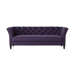 Quintana 86 in. Deep Plum Purple Velvet Fabric 3-Seat Tuxedo Sofa with Nailheads by Handy Living -Jennifer Taylor Home Store deep plum purple velvet handy living sofas couches a184908 4f 1000