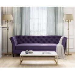 Quintana 86 in. Deep Plum Purple Velvet Fabric 3-Seat Tuxedo Sofa with Nailheads by Handy Living -Jennifer Taylor Home Store deep plum purple velvet handy living sofas couches a184908 c3 1000
