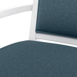 Emelia White Finish and Denim Blue Fine Polyester Upholstered Dining Arm Chairs (Set of 2) by Handy Living -Jennifer Taylor Home Store denim blue fabric white frame handy living dining chairs a142489 1f 1000