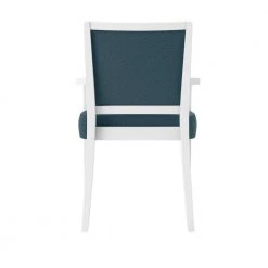 Emelia White Finish and Denim Blue Fine Polyester Upholstered Dining Arm Chairs (Set of 2) by Handy Living -Jennifer Taylor Home Store denim blue fabric white frame handy living dining chairs a142489 66 1000