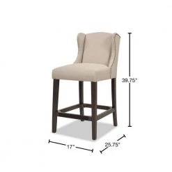 Suzie 39.75 in. Desert Beige Shelter Wingback Rubber Wood 27 in. Counter-Height Barstool with Polyester Seat by Jennifer Taylor -Jennifer Taylor Home Store desert beige yarndye jennifer taylor bar stools 81102 mpb 40 1000