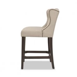 Suzie 39.75 in. Desert Beige Shelter Wingback Rubber Wood 27 in. Counter-Height Barstool with Polyester Seat by Jennifer Taylor -Jennifer Taylor Home Store desert beige yarndye jennifer taylor bar stools 81102 mpb a0 1000