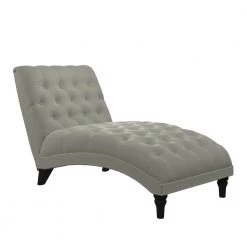 Cara Snuggler Dove Gray Linen Tufted Chaise Lounge by Handy Living