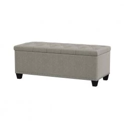 Tufted Wall Hugger Dove Gray Linen Bench Storage Ottoman 19 in. H x 48 in. W x 21.75 in. D by Handy Living 15 Tufted Wall Hugger Dove Gray Linen Bench Storage Ottoman 19 in. H x 48 in. W x 21.75 in. D by Handy Living -Jennifer Taylor Home Store dove gray handy living ottomans a162654 1f 1000