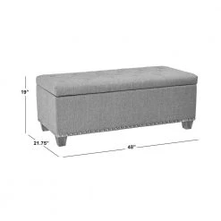 Tufted Wall Hugger Dove Gray Linen Bench Storage Ottoman 19 in. H x 48 in. W x 21.75 in. D by Handy Living 16 Tufted Wall Hugger Dove Gray Linen Bench Storage Ottoman 19 in. H x 48 in. W x 21.75 in. D by Handy Living -Jennifer Taylor Home Store dove gray handy living ottomans a162654 44 1000