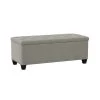 Tufted Wall Hugger Dove Gray Linen Bench Storage Ottoman 19 in. H x 48 in. W x 21.75 in. D by Handy Living
