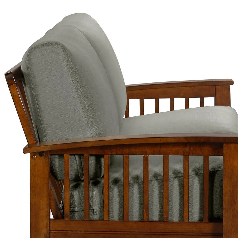 Omaha Dove Gray Linen Mission Style Sofa with Exposed Cherry Wood Frame by Handy Living 9 Omaha Dove Gray Linen Mission Style Sofa with Exposed Cherry Wood Frame by Handy Living - Image 9