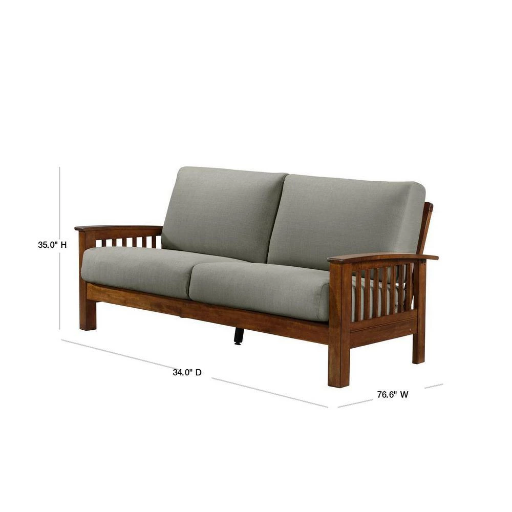 Omaha Dove Gray Linen Mission Style Sofa with Exposed Cherry Wood Frame by Handy Living 3 Omaha Dove Gray Linen Mission Style Sofa with Exposed Cherry Wood Frame by Handy Living - Image 3