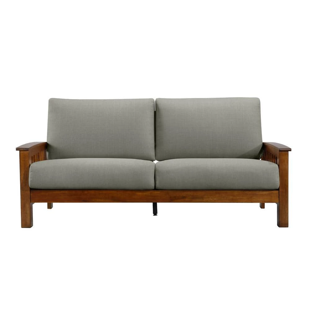Omaha Dove Gray Linen Mission Style Sofa with Exposed Cherry Wood Frame by Handy Living 1 Omaha Dove Gray Linen Mission Style Sofa with Exposed Cherry Wood Frame by Handy Living